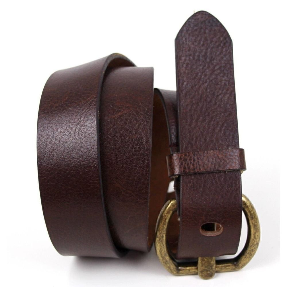HandCrafted BROWN GENUINE LEATHER 1 3/8"Wd DRESS CASUAL MEN'S BELT Sz 34 (A55